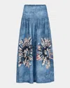 Silvia Tcherassi Abla Printed Linen Midi Skirt In Acnoflwr