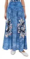 Silvia Tcherassi Abla Printed Linen Midi Skirt In Aciano Flower