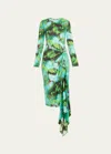 SILVIA TCHERASSI ABSTRACT ANANYA LONG-SLEEVE MIDI DRESS