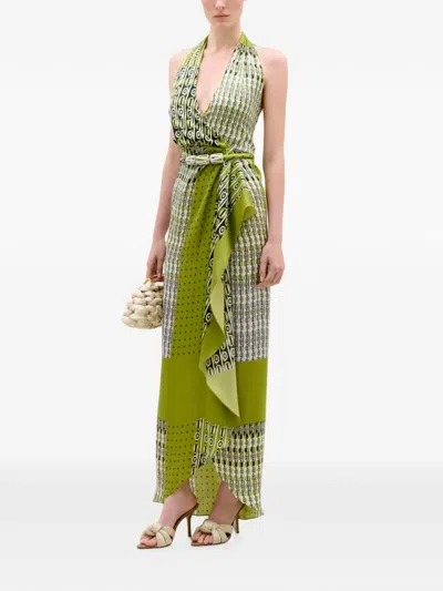 Silvia Tcherassi Abstract-print Wrap Maxi Dress In Green
