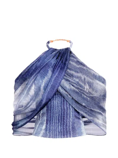 Silvia Tcherassi Adib Draped Halterneck Top In Blue