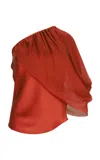 Silvia Tcherassi Adil Asymmetric Silk Top In Orange