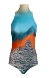 Silvia Tcherassi Adina Printed Jersey Bodysuit In Blue