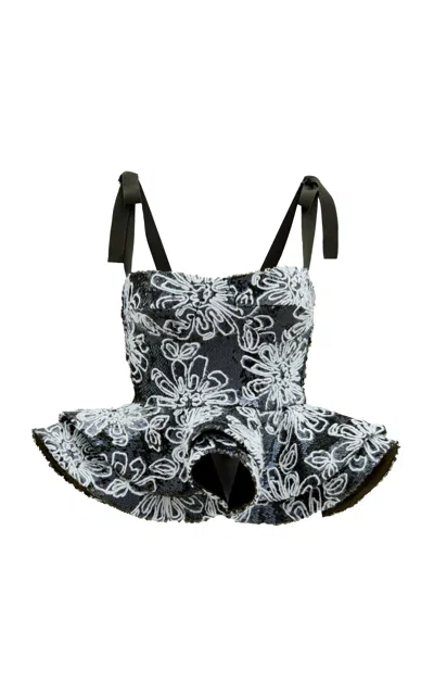 Silvia Tcherassi Adriana Sequined Peplum Top In Multi
