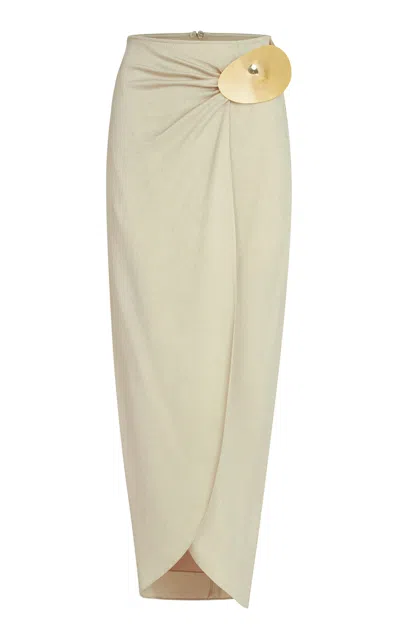 Silvia Tcherassi Adrianne Satin Midi Wrap Skirt In Nude