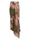 Silvia Tcherassi Asymmetric Print Skirt In Green