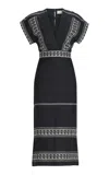 Silvia Tcherassi Ady Linen-blend Midi Dress In Navy