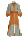 Silvia Tcherassi Agostina Stripe-panelled Shirt Dress In Orange