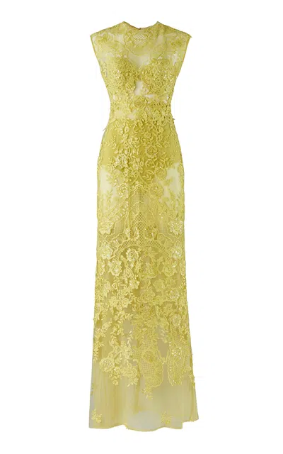 Silvia Tcherassi Aika Lace Gown In Lime Green