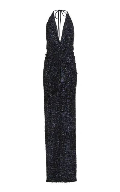 Silvia Tcherassi Aiko Sequined Gown In Navy