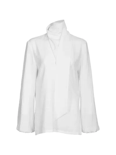 Silvia Tcherassi Alanis Scarf-detail High-neck Blouse In White