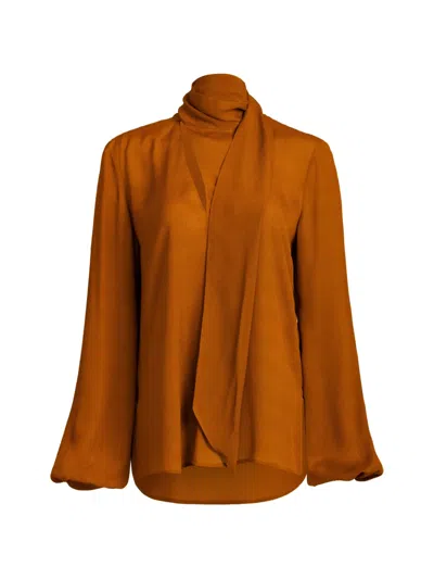 Silvia Tcherassi Alanis Scarf-neck Blouse In Brown