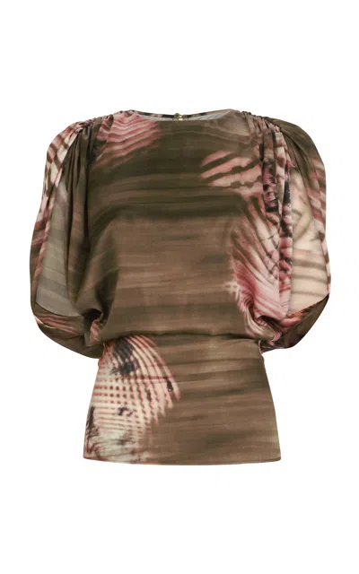Silvia Tcherassi Alisa Draped Silk Top In Multi