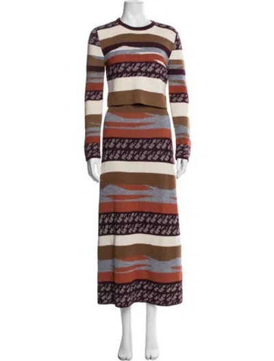 Pre-owned Silvia Tcherassi Alpaca Patterned Skirt Set In Neutral