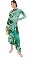 Silvia Tcherassi Ananya Gathered Silk-blend Midi Dress In Juniper Green