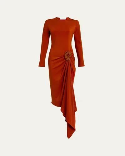 Silvia Tcherassi Ananya Jersey Midi Dress In Brown