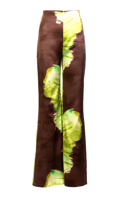Silvia Tcherassi Andie Abstract Silk Trousers In Brown