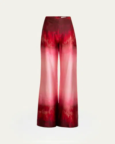 Silvia Tcherassi Andie Degrade Silk Wide-leg Pants In Red