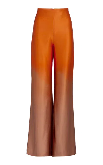 Silvia Tcherassi Andie Silk Straight Leg Pants In Orange