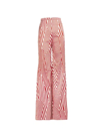 Silvia Tcherassi Andie Striped Trousers In Red