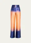 Silvia Tcherassi Andie Tie-dye Silk Wide-leg Pants In Mediterranean Cor