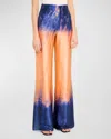 Silvia Tcherassi Andie Tie-dye Silk Wide-leg Pants In Multi