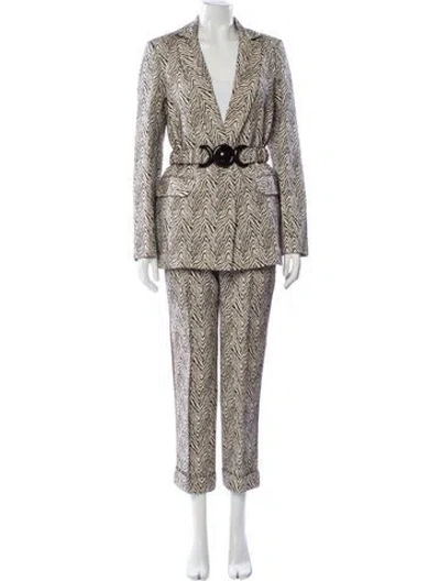 Pre-owned Silvia Tcherassi Animal Print Grosgrain Trim Pantsuit In Neutral