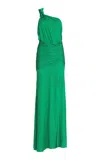Silvia Tcherassi Antara Asymmetric Ruched Jersey Maxi Dress In Green