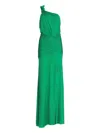 Silvia Tcherassi Antara One-shoulder Knotted Jersey Ruched Maxi Dress In Green
