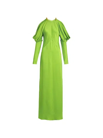 Silvia Tcherassi Antonia Cold-shoulder Maxi Dress In Green