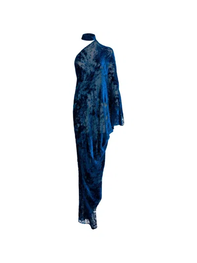 Silvia Tcherassi Anya One-shoulder Maxi Dress In Blue