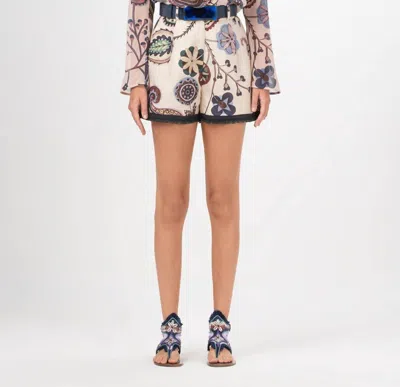 Silvia Tcherassi Arnit High Rise Short In Blue Green Paisley