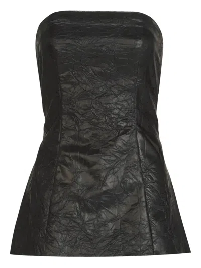 Silvia Tcherassi Astor Strapless Crinkled Top In Black