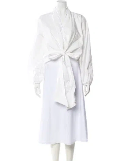 Pre-owned Silvia Tcherassi Asymmetrical Long Sleeve Blouse In White