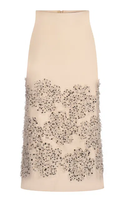 Silvia Tcherassi Atira Embroidered Cotton-blend Midi Skirt In Black,white