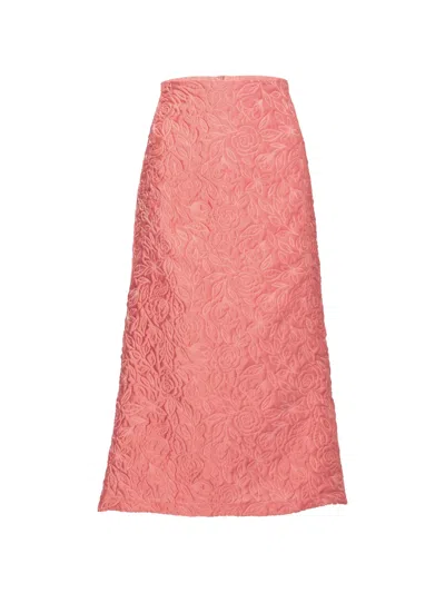 Silvia Tcherassi Atira Flora Midi Skirt In Pink