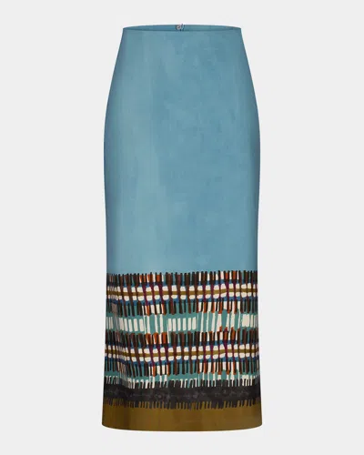 Silvia Tcherassi Atira Printed Midi Skirt In Blue