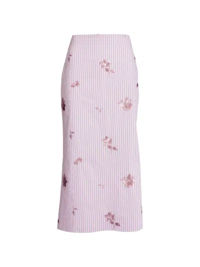 Silvia Tcherassi Atira Striped Midi Skirt In Pink