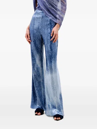Silvia Tcherassi Avellino Sequin-embellished Flared Trousers In Blue