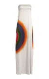 Silvia Tcherassi Bahiana Strapless Silk Maxi Dress In Gray