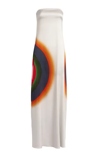 Silvia Tcherassi Bahiana Strapless Silk Maxi Dress In Gray