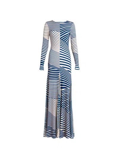 Silvia Tcherassi Basia Striped Maxi Dress In Blue
