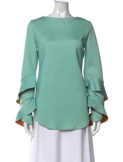 Pre-owned Silvia Tcherassi Bateau Neckline Long Sleeve Blouse In Green
