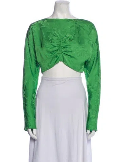 Pre-owned Silvia Tcherassi Bateau Neckline Long Sleeve Crop Top In Green