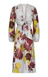 Silvia Tcherassi Battia Floral Linen Midi Dress