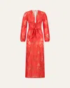 Silvia Tcherassi Battia Tie-front Embroidered Cotton Maxi Dress In Rougeemb