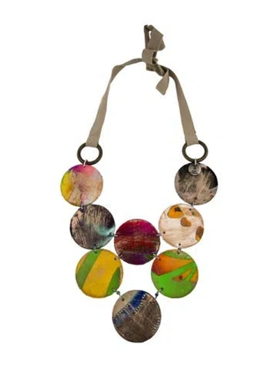 Pre-owned Silvia Tcherassi Bead, Resin & Fabric Collar Necklace, 48" In Multi