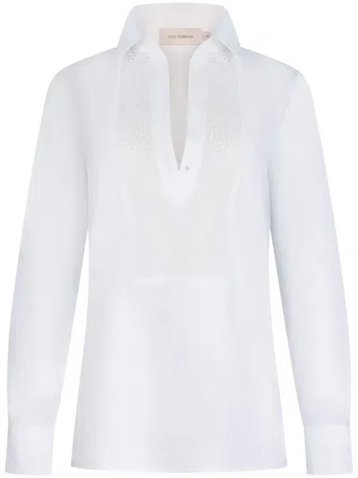 Silvia Tcherassi Bega Long-sleeve Blouse In White