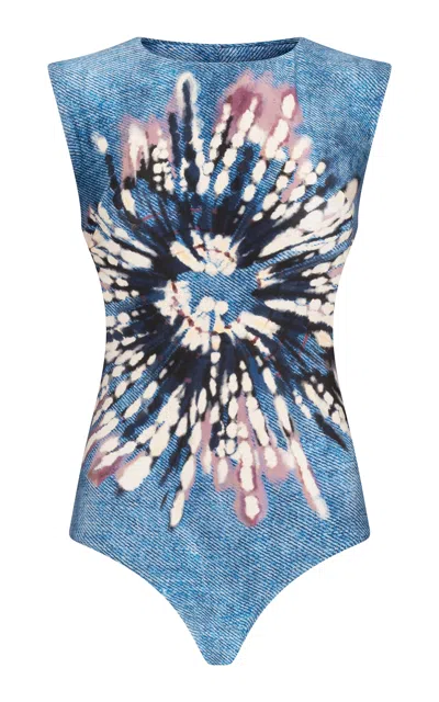 Silvia Tcherassi Bela Printed Bodysuit In Blue