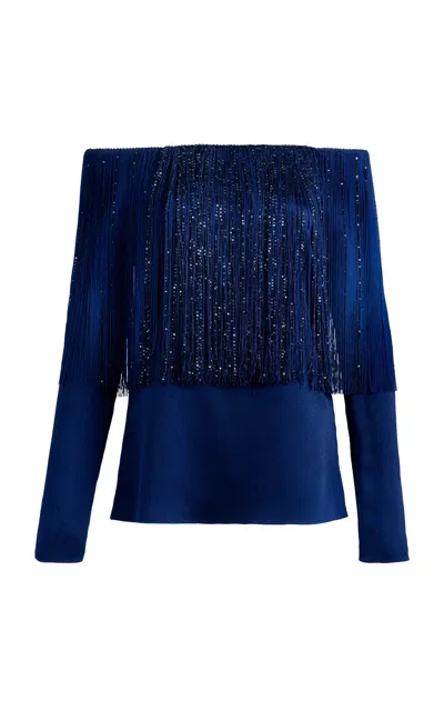 Silvia Tcherassi Belinda Fringed Blouse In Blue